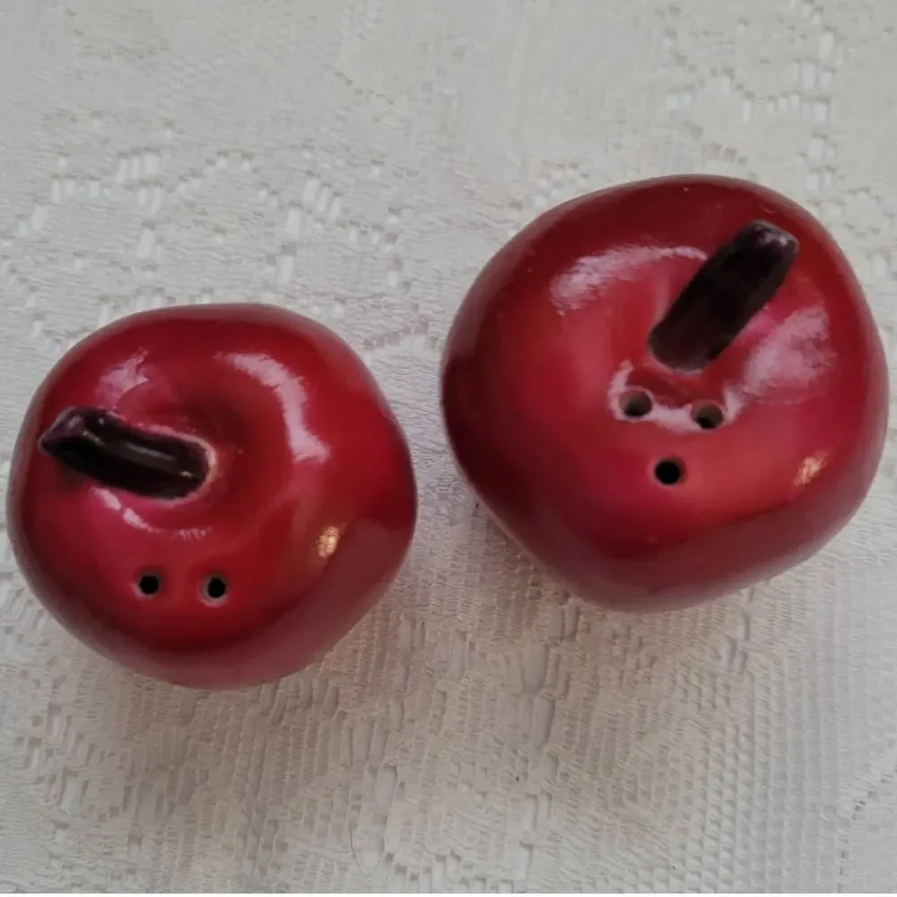 Vintage Red Apple Salt and Pepper Condiments Ceramic Shakers